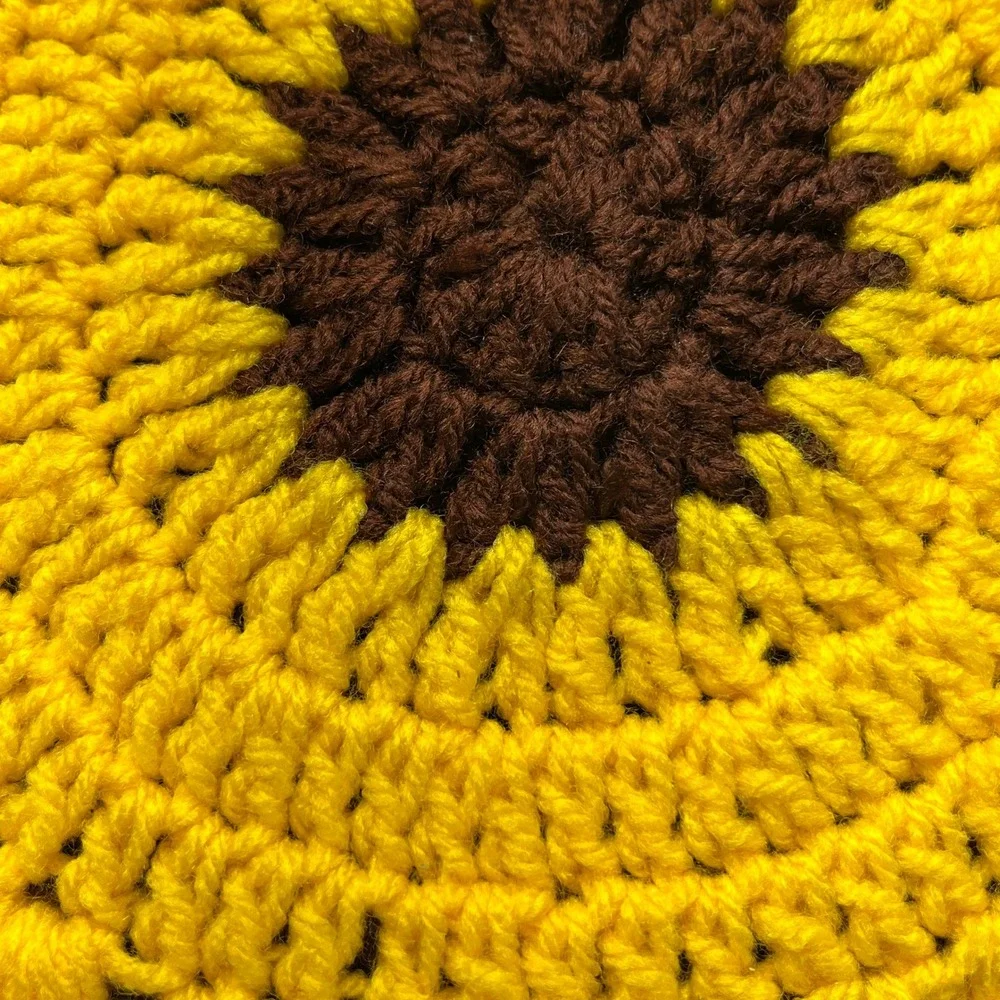 2 Handmade Crochet Sunflower Hot Pad Pot Holder Doilies Kitch Decor Cottagecore‎
